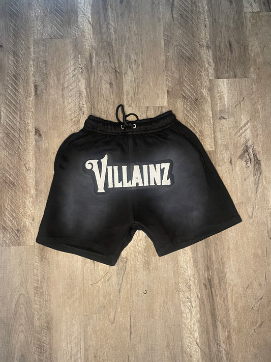 White Villainz Acid Wash Shorts