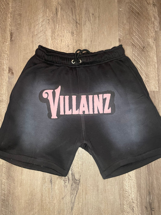 Pink Villainz Acid Wash Shorts