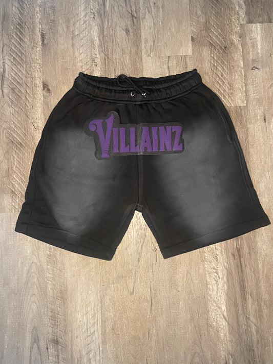 Purple Villainz Acid Wash Shorts